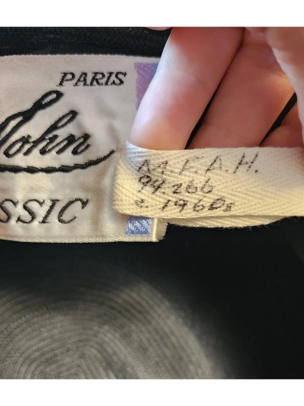 Mr John Classic Vintage 1968 Black Straw Wide Brim Hat New York Paris Designer